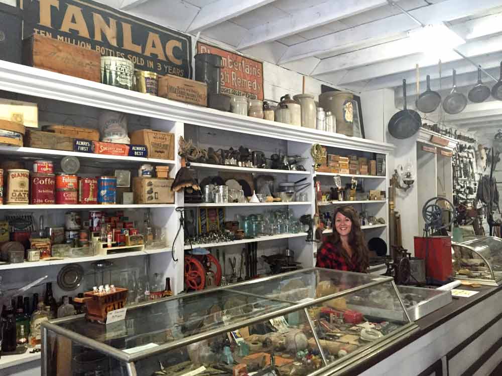 Pioneer Store Museum exhibits - kid in a candy store