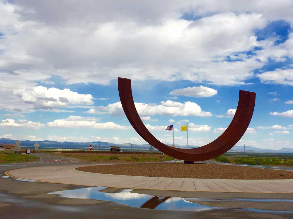 Genesis sculpture at the entrance to Spaceport America, a side trip on the Geronimo Trail National Scenic Byway