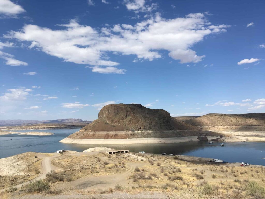 the butte at Elephant Butte Lake